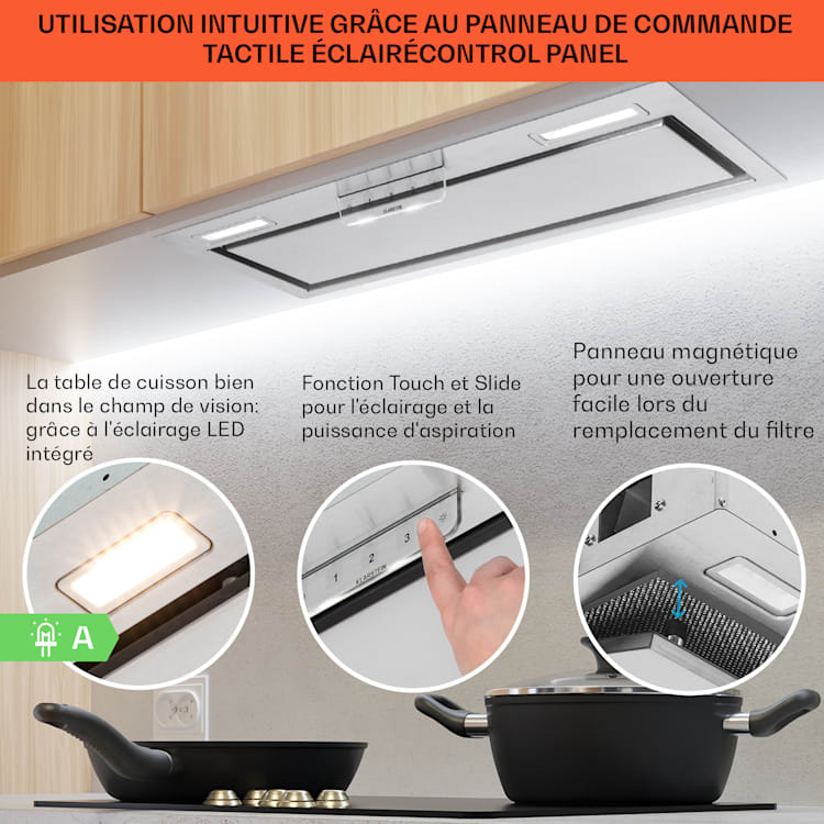 Hotte Aspirante Rosières RHC940/1IN - Encastrée Inox, 90 Cm, 348 M³/h, 3 Vitesses, Filtre Lavable