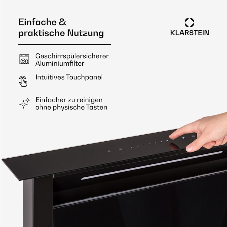 Royal Flush Eco Dunstabzugshaube 60 cm 576 m³/h A+ 60 cm | Schwarz | Schwarz