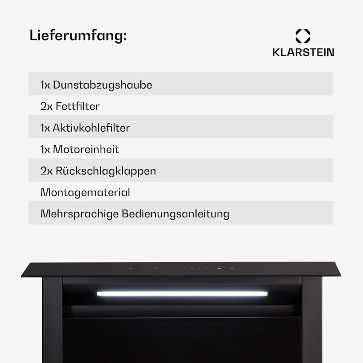 Royal Flush Eco Dunstabzugshaube 60 cm 576 m³/h A+ 60 cm | Schwarz | Schwarz