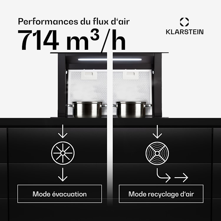 Hotte aspirante Royal Flush Eco 60 cm 576 m³/h A+ 60 cm | Noir | Noir