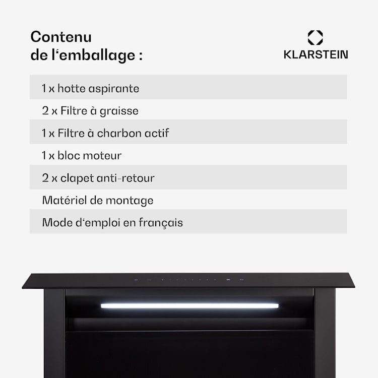 Hotte aspirante Royal Flush Eco 60 cm 576 m³/h A+ 60 cm | Noir | Noir