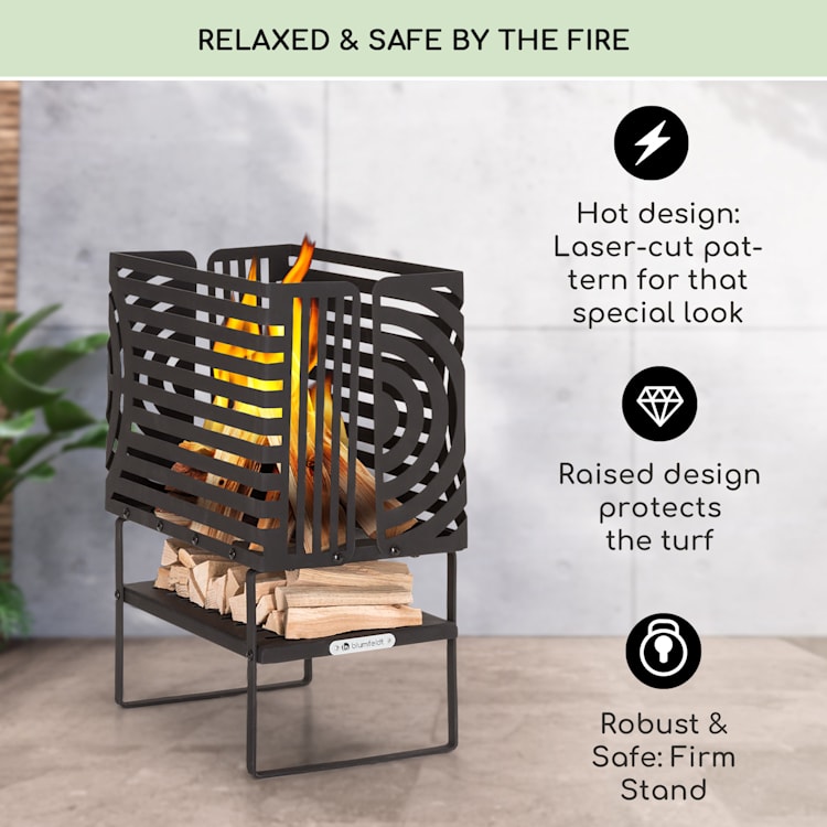 Krakatoa Eldkorg solitt stål träförvaring laser-cut-design Small