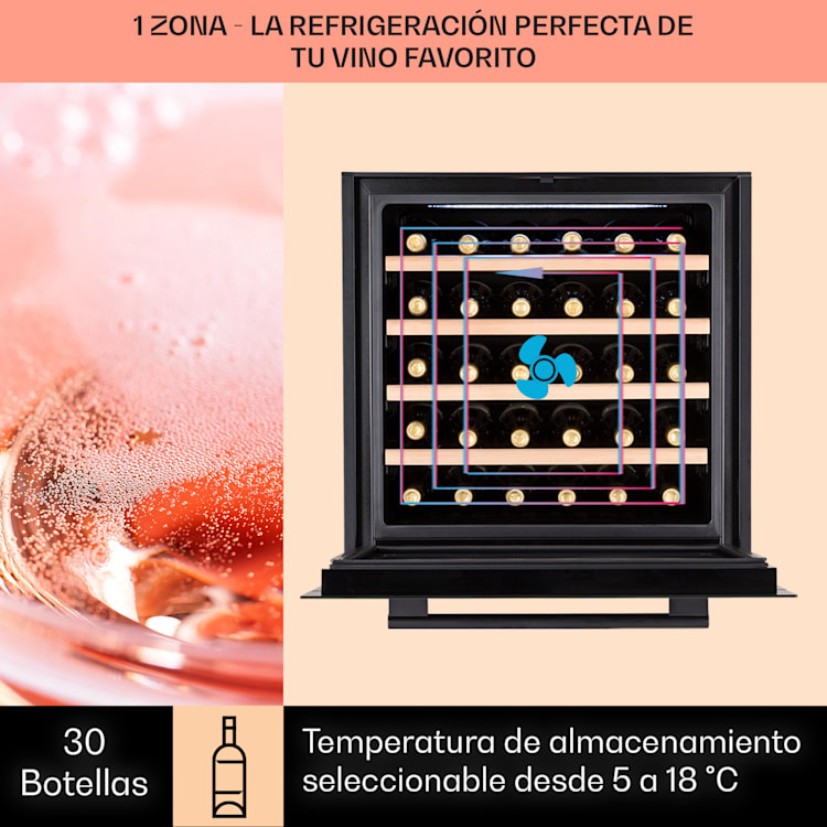 Vinsider 30 Built-In Uno Vinoteca empotrable 30 botellas 77 L Acero inoxidable 30 botellas | Negro