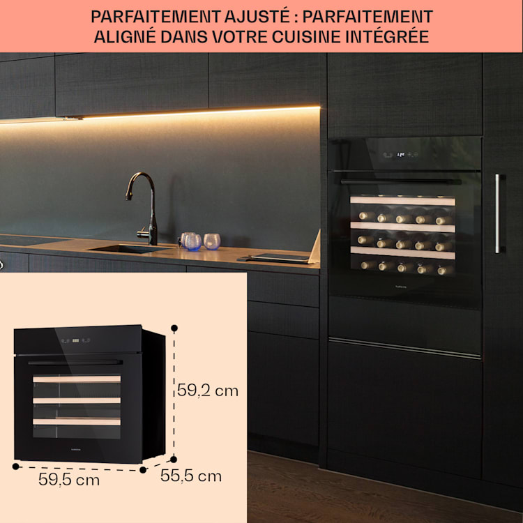Vinsider 30 Built-In Uno inbouw wijnkoelkast 30 flessen 77 liter roestvrij staal 30 flessen | 1 koelzone | Zwart