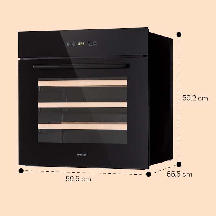 Vinsider 30 Built-In Uno Einbau-Weinkühlschrank 30 Flaschen 77 Ltr Edelstahl 30 Flaschen | 1 Kühlzone | Schwarz