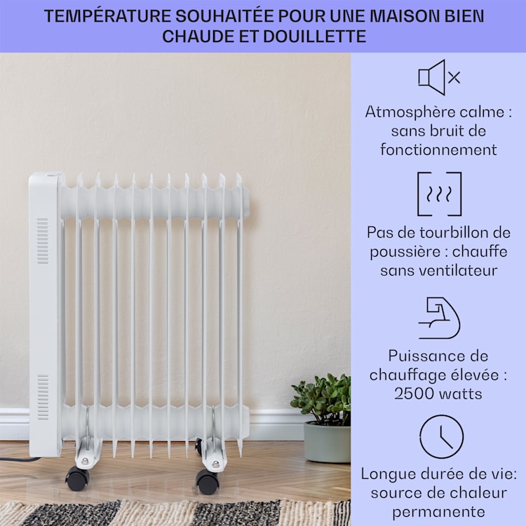 Sanford Smart olieradiator 2500 W vermogen weektimer leddisplay touch paneel Klarstein app Wit