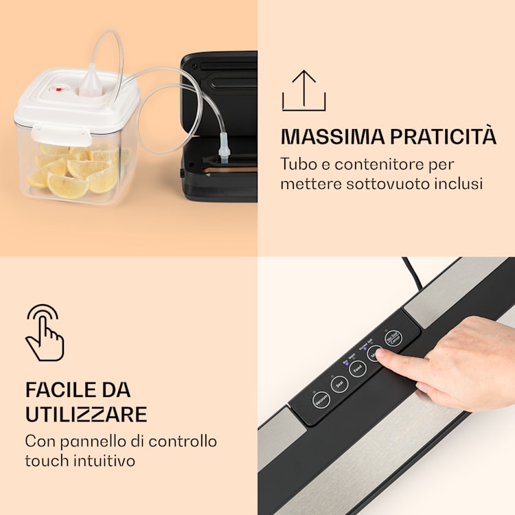 Forli - Dispositivo per sottovuoto, 75 kPa, incl. tubo, contenitore e sacchetti per sottovuoto