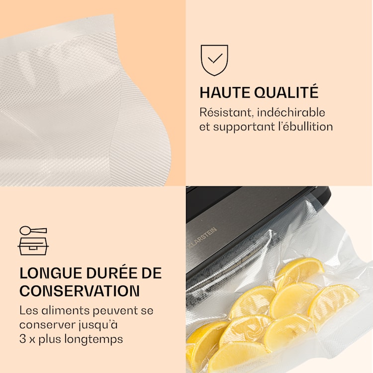 Forli Sacs sous vide 2 rouleaux de 28 x 300 cm résistants indéchirables supportent la cuisson