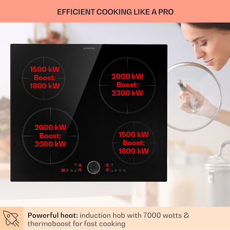 Magnichef 4, vstavaná indukčná varná doska, 7000 W, 4 zóny, sklokeramika
