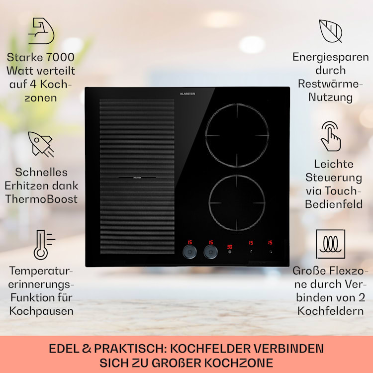 Magnichef 4 Flex Einbaukochfeld Induktion 4 Zonen / Flexzone 7000W Glaskeramik