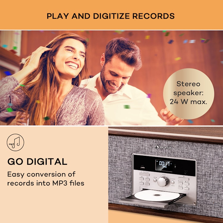 Bella Ann, sistem stereo, gramofon, radio DAB+/UKW, USB, bluetooth Maro