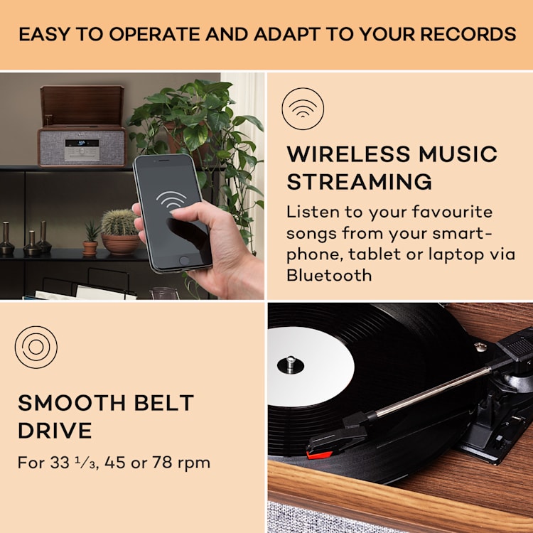 Bella Ann, sistem stereo, gramofon, radio DAB+/UKW, USB, bluetooth Maro