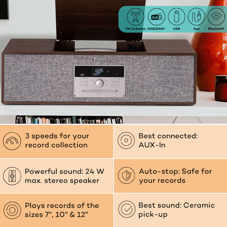 Julie Ann Stereo CD BT USB DAB+/FM AUX-In Dark Wood