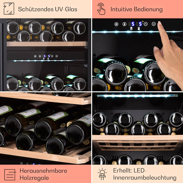 Vinamour 66 Duo Weinkühlschrank 2 Zonen 204 L/79 Flaschen 5-18°C Touch