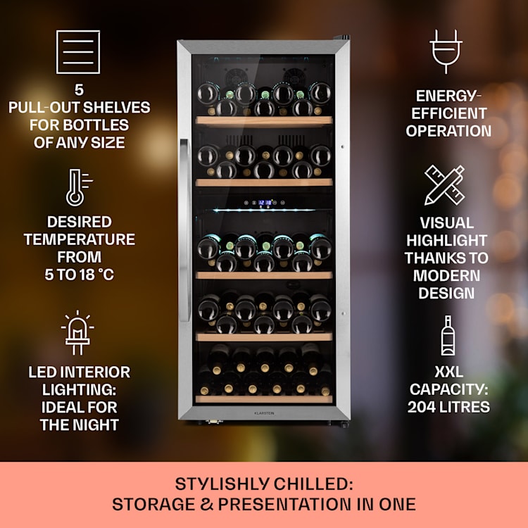 Vinamour 66 Duo, vinotéka, 204 l, 79 fliaš, 5-18°C, 2 zóny, dotykové ovládanie 66_bottles | 2 chladiace zóny | Nehrdzavejúca oceľ