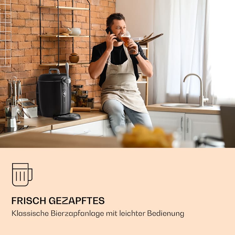 Passau Bierzapfanlage 6 l Universalfässer Druckluftpumpe 3 - 12 °C 65 W Silber