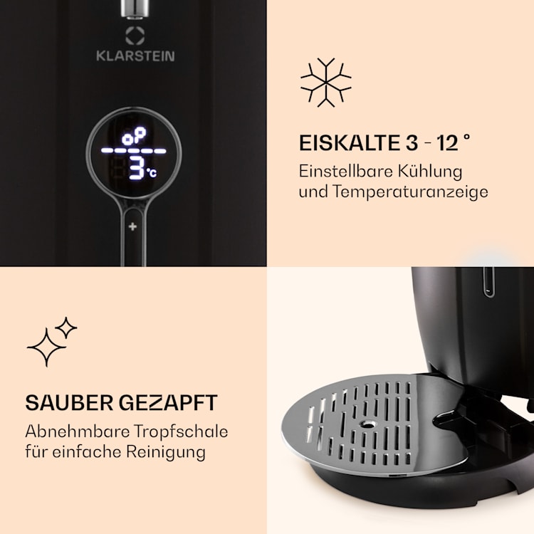 Passau Bierzapfanlage 6 l Universalfässer Druckluftpumpe 3 - 12 °C 65 W Silber