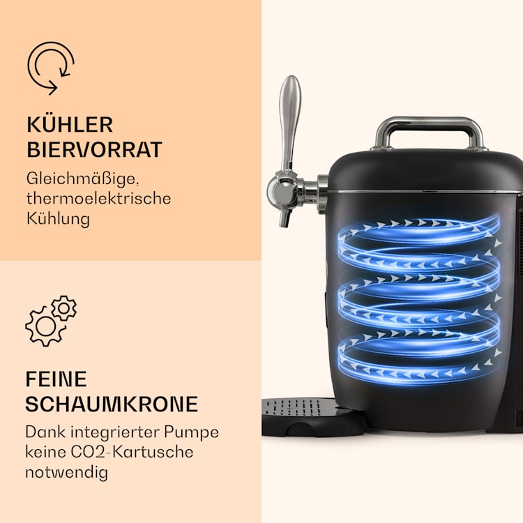 Passau Bierzapfanlage 6 l Universalfässer Druckluftpumpe 3 - 12 °C 65 W Silber