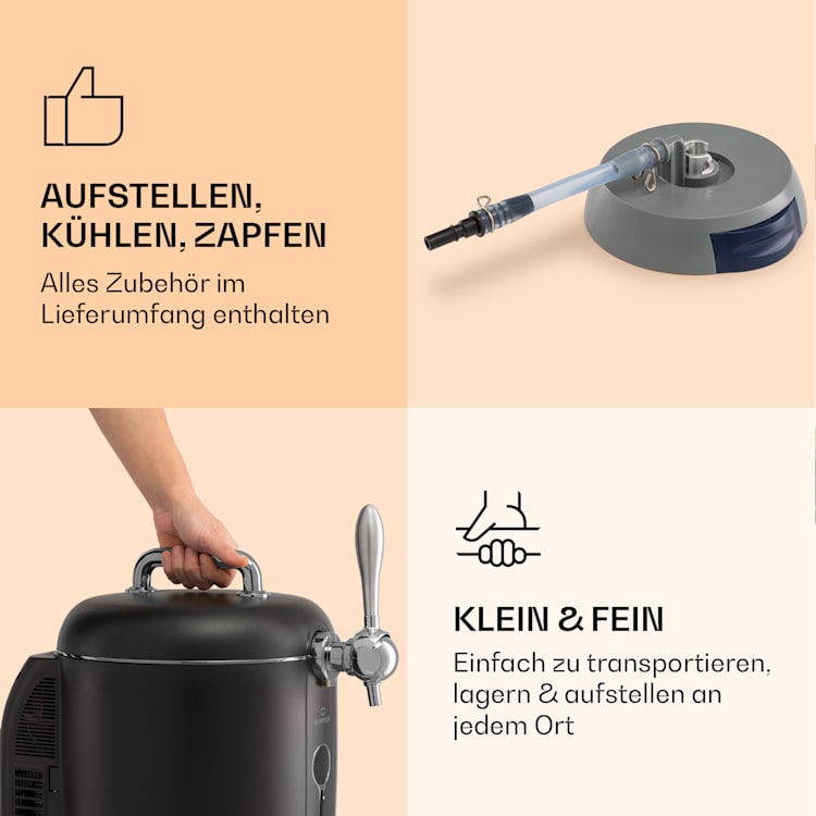 Passau Bierzapfanlage 6 l Universalfässer Druckluftpumpe 3 - 12 °C 65 W Silber