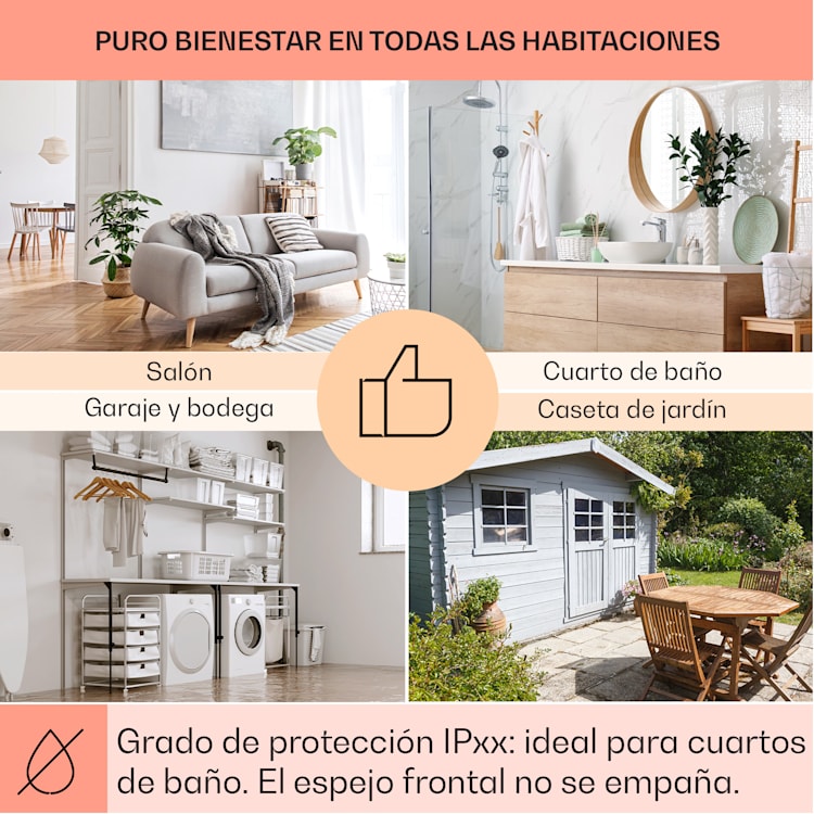 Calentador infrarrojo Wonderwall Santorini Smart 60cm 500 W Temporizador semanal IP24 60 x 60 cm | Mármol Negro Suave