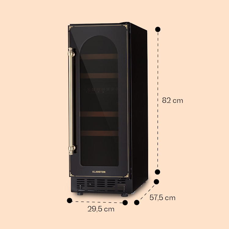 Vinovilla 17 Built-in Duo Vilhelmine Edition Weinkühlschrank 17 Fl. 17 Flaschen | 2 Kühlzonen | Schwarz / Antik-Gold-Metallic