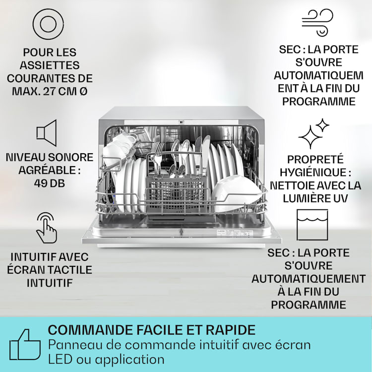 Havasia UV 6 Lave-vaisselle lumière UV en pose libre 1380 W Argent