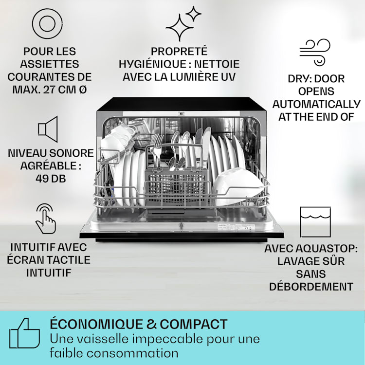 Havasia UV 6 Lave-vaisselle lumière UV en pose libre 1380 W Noir