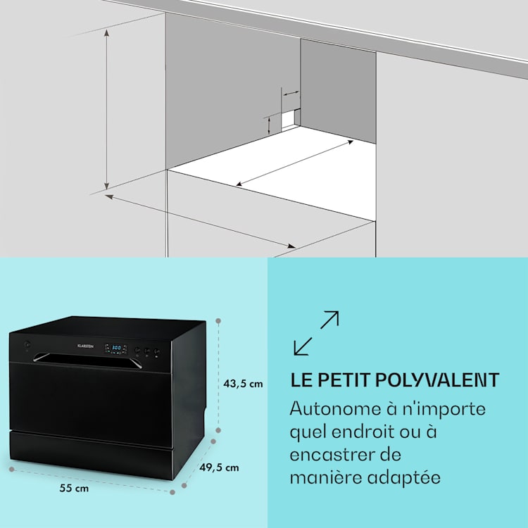 Havasia UV 6 Lave-vaisselle lumière UV en pose libre 1380 W Noir