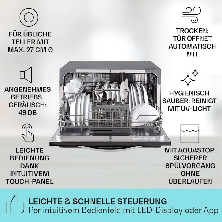 Havasia UV 6 Luminance Geschirrspüler UV Glasfront freistehend 1380W Schwarz
