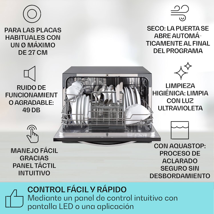 Havasia UV 6 Luminance Lavavajillas Luz UV Frontal de cristal Independiente 1380W Negro