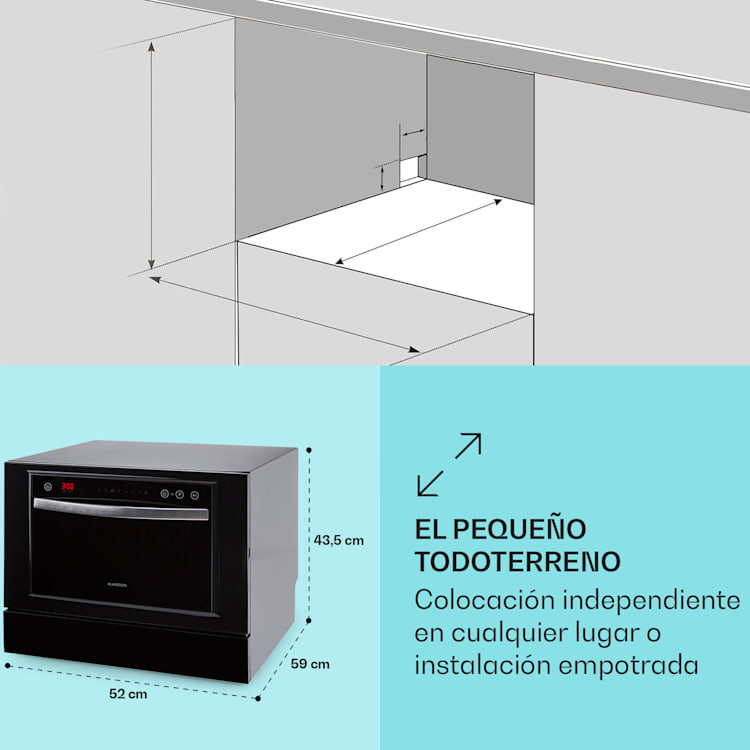 Havasia UV 6 Luminance Lavavajillas Luz UV Frontal de cristal Independiente 1380W Negro