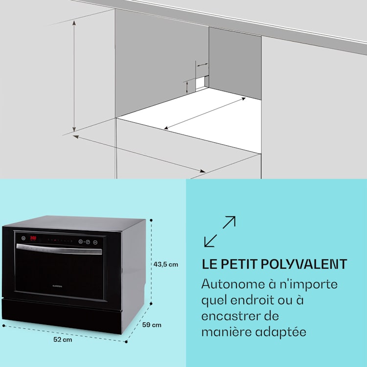 Havasia UV 6 Luminance Lave-vaisselle lumière UV façade vitrée en pose libre 1380 W Noir