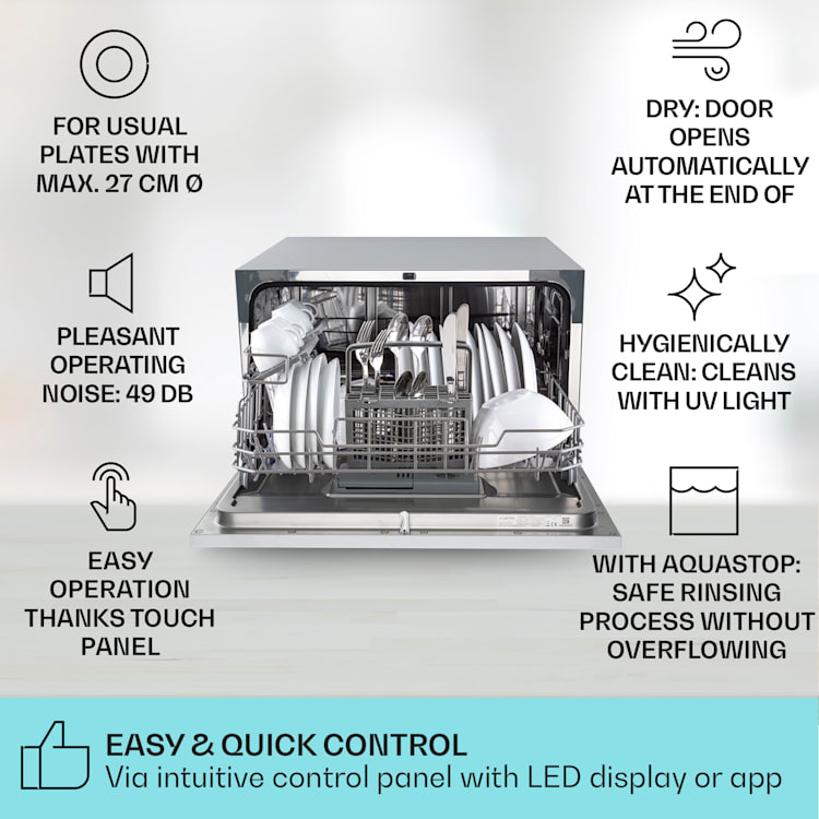 Máquina de lavar loiça Havasia UV 6 Luminance Luz UV Painel frontal de vidro Independente 1380W Branco