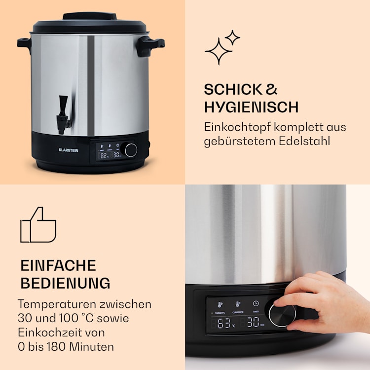 Abbey 25 Einkochautomat Getränkespender 25L 100°C 180min Edelstahl 25 Ltr | Edelstahl
