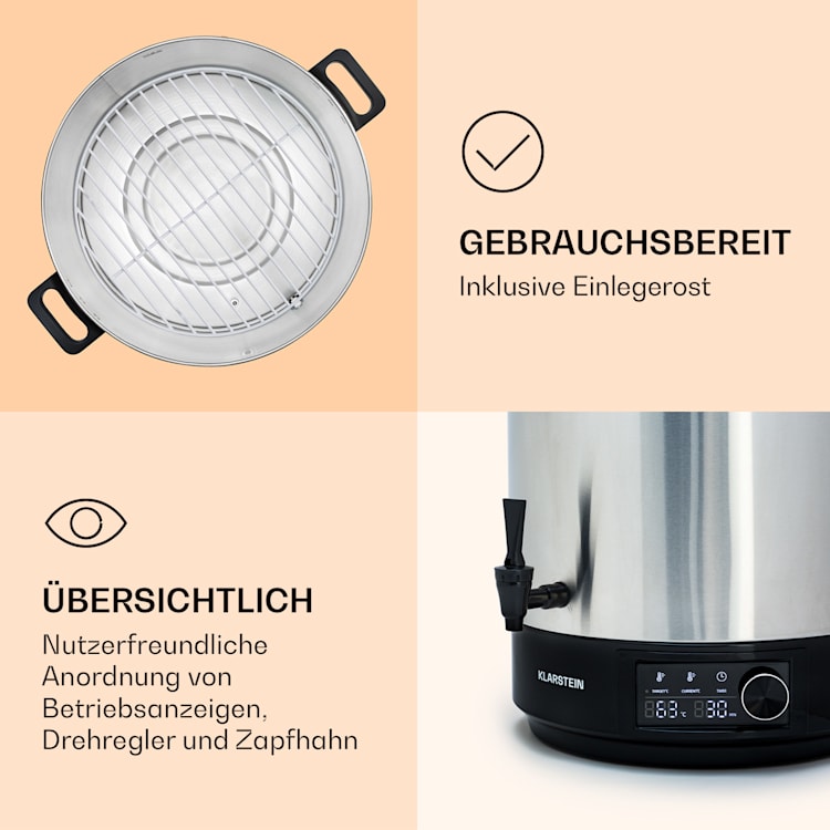 Abbey 25 Einkochautomat Getränkespender 25L 100°C 180min Edelstahl 25 Ltr | Edelstahl