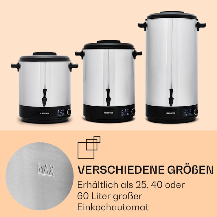 Abbey 25 Einkochautomat Getränkespender 25L 100°C 180min Edelstahl 25 Ltr | Edelstahl