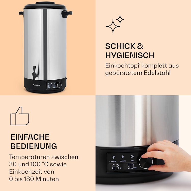 Abbey 60 Einkochautomat Getränkespender 60L 100°C 180min Edelstahl 60 Ltr | Edelstahl