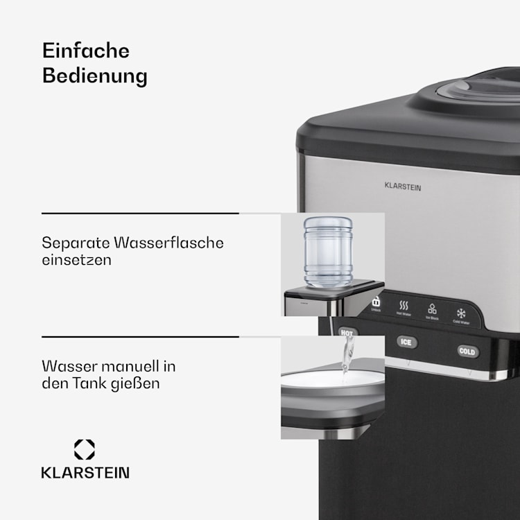 Aqueous Eiswürfelmaschine 3-in-1: Eiswürfel, Wasserspender: heiß & kalt 20 kg/24h