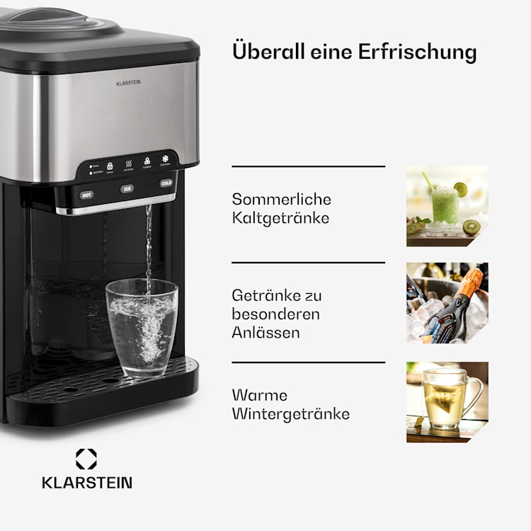 Aqueous Eiswürfelmaschine 3-in-1: Eiswürfel, Wasserspender: heiß & kalt 20 kg/24h