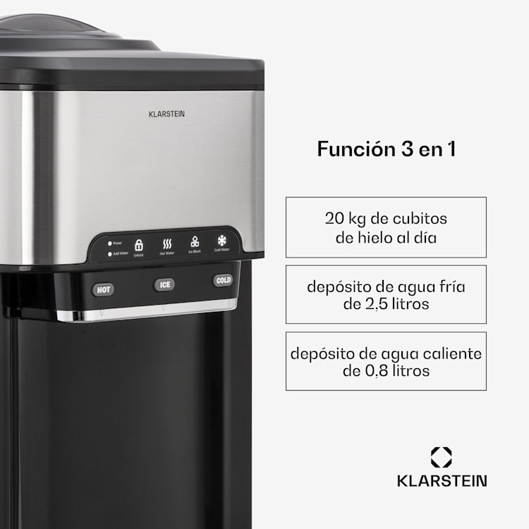 Máquina de cubitos de hielo Aqueous 3 en 1: cubitos de hielo, dispensador de agua: caliente y fría 20 kg/24h 