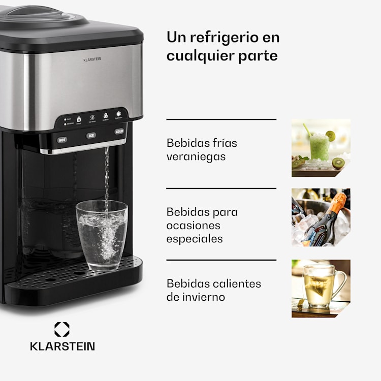Máquina de cubitos de hielo Aqueous 3 en 1: cubitos de hielo, dispensador de agua: caliente y fría 20 kg/24h 