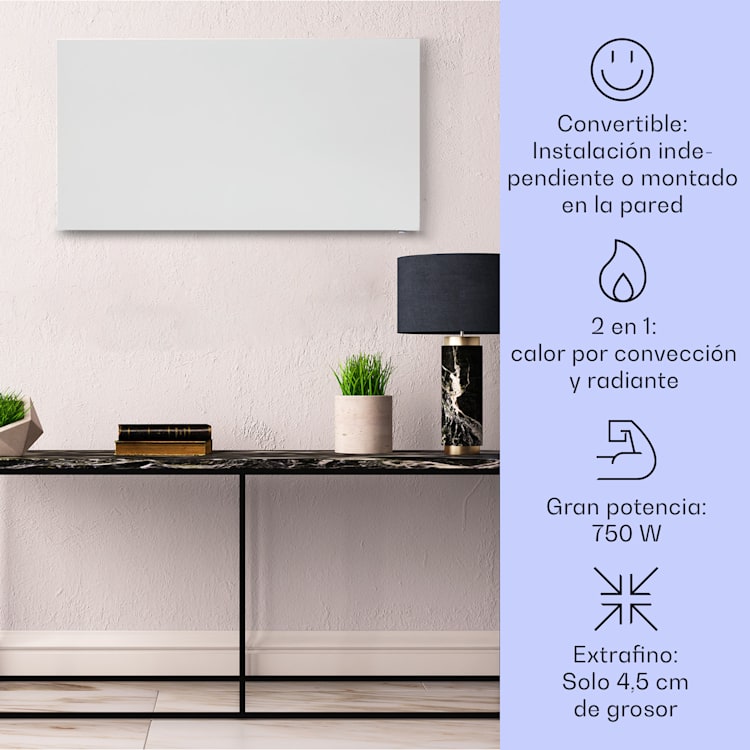 Taal Smart Calefactor híbrido por infrarrojos 105x56cm 750W Temporizador semanal IP24 105 x 56 cm | Blanco