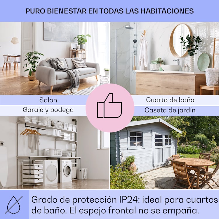 Taal Smart Calefactor híbrido por infrarrojos 105x56cm 750W Temporizador semanal IP24 105 x 56 cm | Blanco
