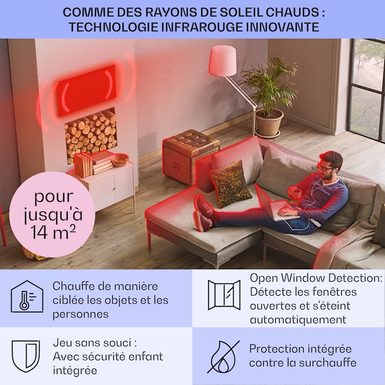 Taal Smart radiateur infrarouge hybride Minuterie hebdomadaire 105 x 56 cm 750 W IP24 105 x 56 cm | Blanc