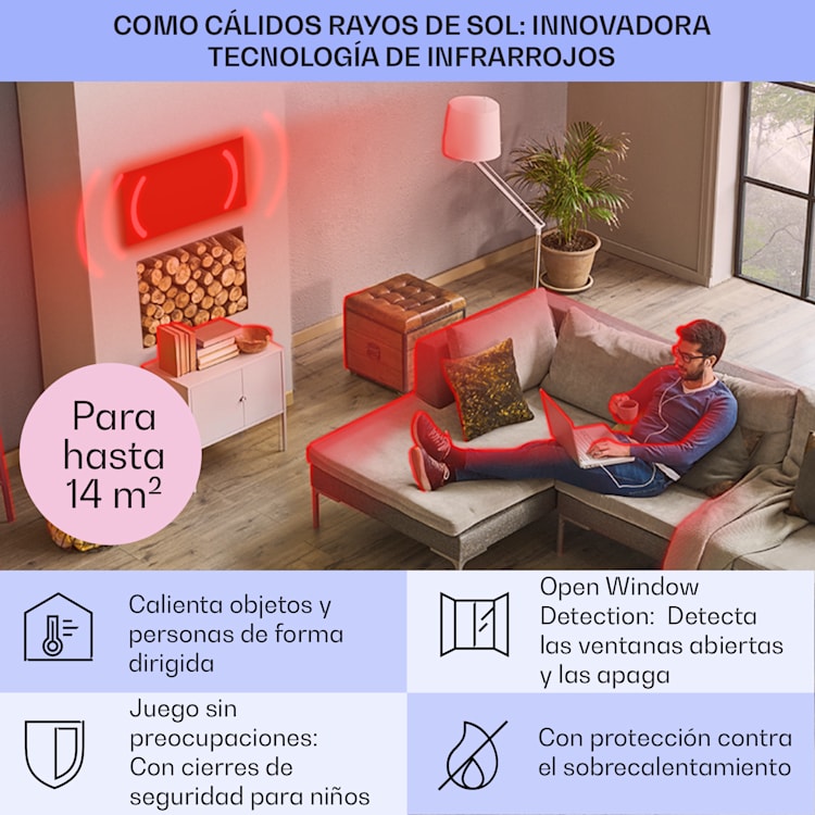 Taal Smart Calefactor híbrido por infrarrojos 105x56cm 750W Temporizador semanal IP24 105 x 56 cm | Antracita