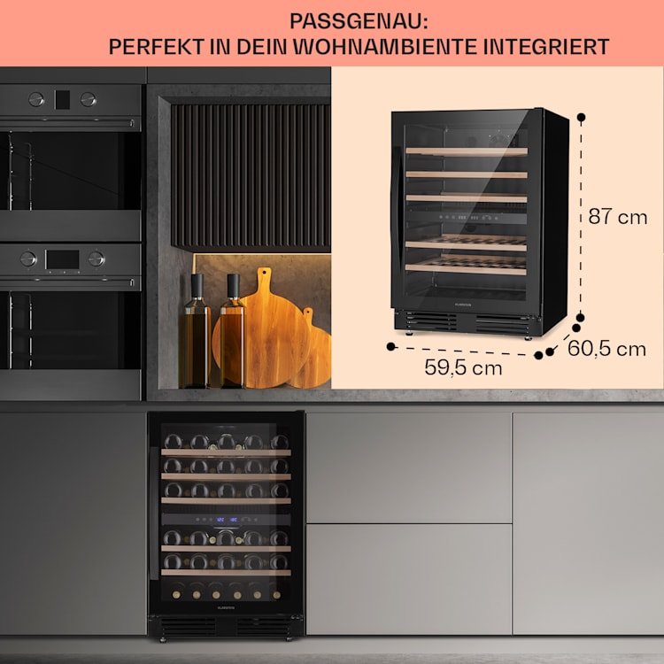 Vinovilla 50 Duo Zweizonen-Weinkühlschrank 53l 17 Fl. 3-Farben Glastür 51 Flaschen | 2 Kühlzonen | Schwarz