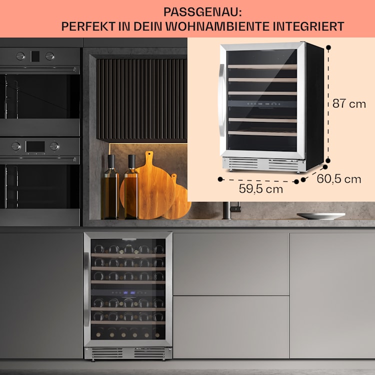 Vinovilla 50 Duo Zweizonen-Weinkühlschrank 53l 17 Fl. 3-Farben Glastür 51 Flaschen | 2 Kühlzonen | Edelstahl