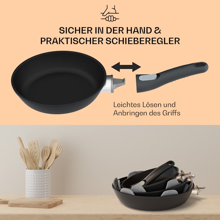 Noto Endurance Bratpfanne Ø20 cm geschmiedetes Aluminium abnehmbarer Griff 20 cm | Anthrazit
