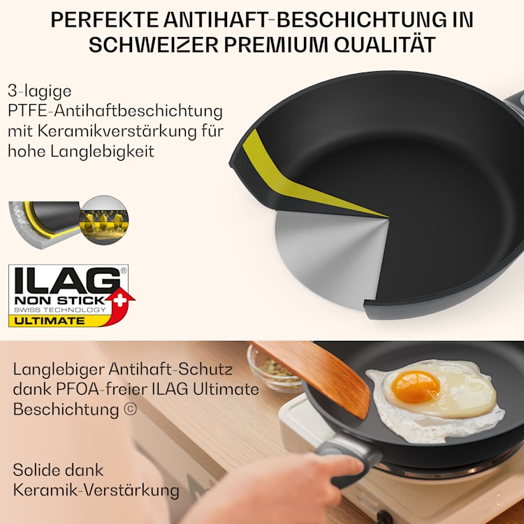 Noto Endurance Bratpfanne Ø20 cm geschmiedetes Aluminium abnehmbarer Griff 20 cm | Anthrazit