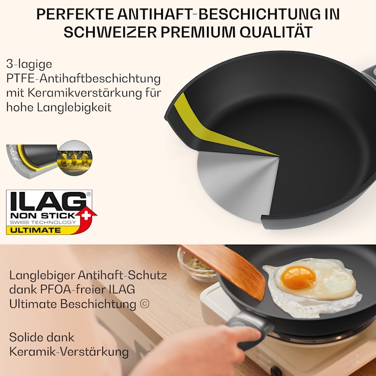 Noto Endurance Bratpfanne Ø28 cm geschmiedetes Aluminium abnehmbarer Griff 28 cm | Anthrazit